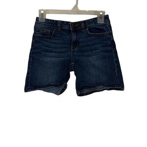 LC Lauren Conrad Dark Blue Denim Shortalls Style Shorts